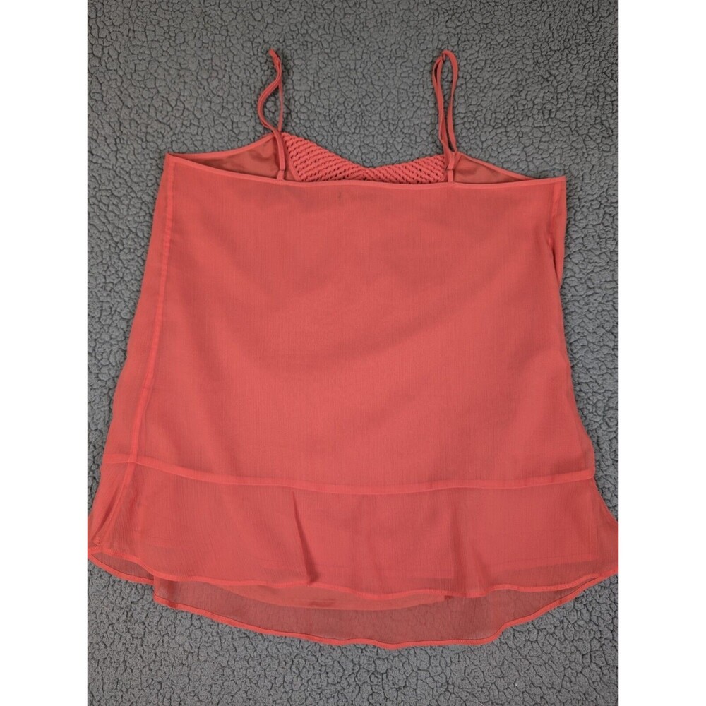 Banana Republic Tank Top Woven Macrame Size M Red Lightweight Spaghetti Straps - Picture 11 of 12